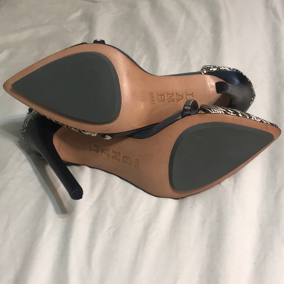 L.A.M.B. Fernley Black/White Snake-print Stilettos - Picture 7 of 8